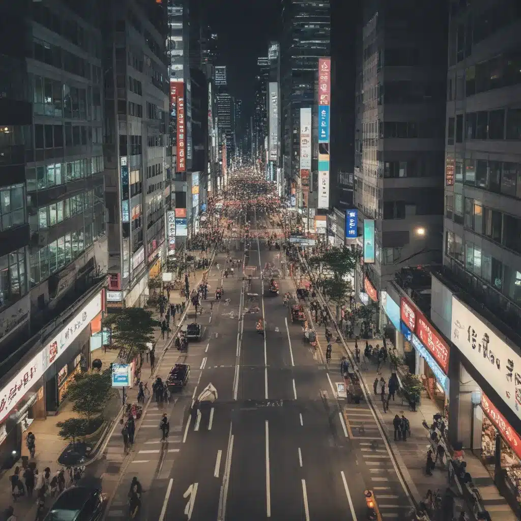 Lively Streets in Gangnam at Night